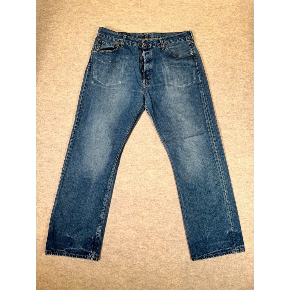 Levis 501‎ Original Jeans Mens 36x30 Blue Denim Cotton Straight Leg Button Fly